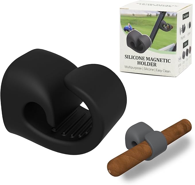Magnetic Golf Cart Accessory 2-Pack – Silicone Multipurpose Mounts with Strong Grip for Outdoor Use (Black+Gray)