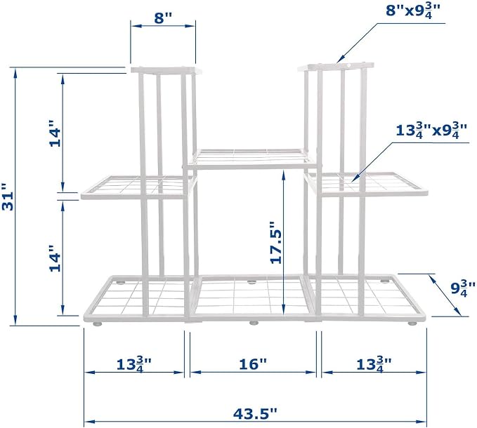 3 Tier 8 Potted White Metal Large Plant Stand Indoor Outdoor Flower Pot Display - Image 3
