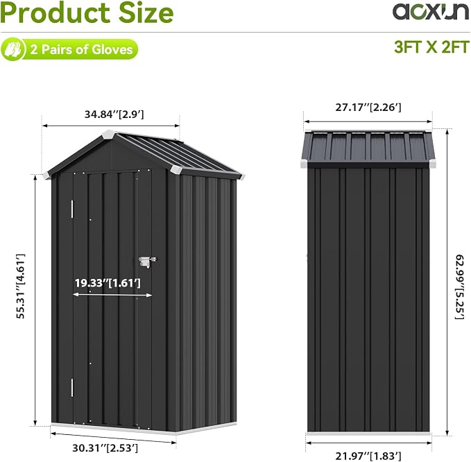 Aoxun Vertical Outdoor Storage Cabinet 2.5’x2’ - Image 2