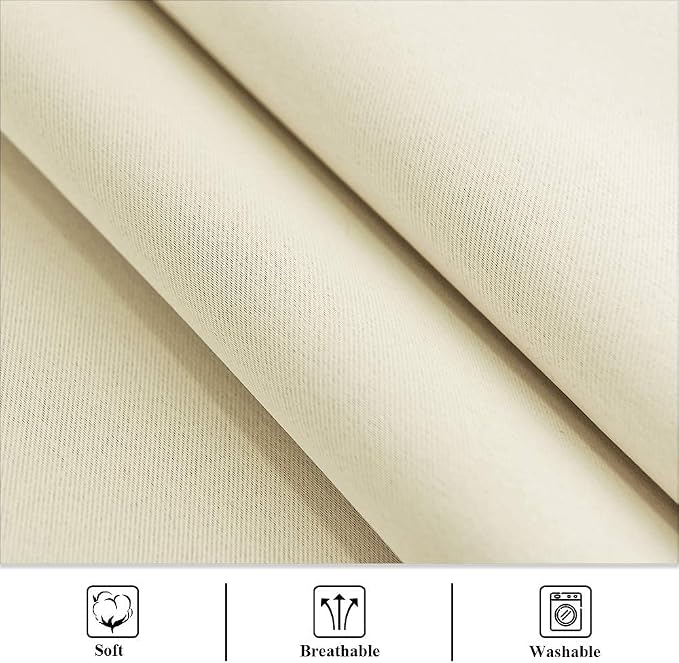 Waterproof Curtains for Patio W100 x L95 Inch Natural Beige, 1 Panel | Block - Image 6