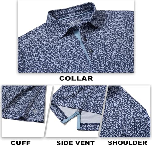 M MAELREG Mens Golf Shirt Short Sleeve Dry Fit Print Moisture Wicking - Image 5