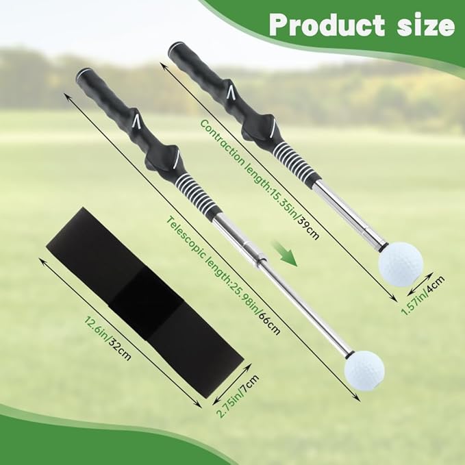 Golf Swing Practice Stick – Retractable Aid: Fix Rhythm Fast, Stop Slicing/Hooking, Indoor/Outdoor Use | Skip Frustration, Boost Consistency (Right-Handed)