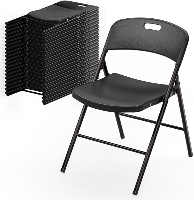 Bonnlo 20-Pack Black Plastic Folding Chairs, Portable Seat by Bonnlo