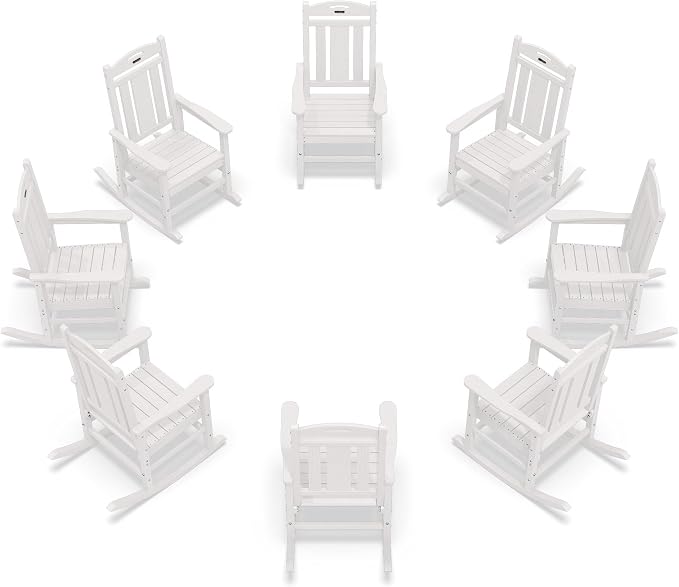 Oversized Outdoor Rocking Chairs Set of 8, 380lbs Heavy-Duty Large Patio Rocker by CIOKEA