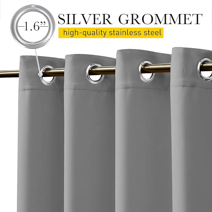 NICETOWN 2 Panels Outdoor Curtains Waterproof W52xL108 Silver Grey | Windproof - Image 8