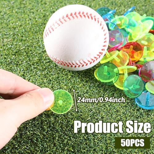 Styquenzer Golf Ball Marker, Bulk 50 Pcs Multicolor Plastic Round Golf Ball - Image 2
