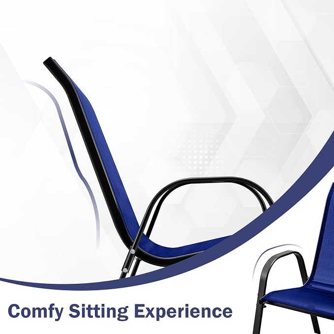 COSTWAY Patio Stackable Dining Chairs Set of 2 - Image 6