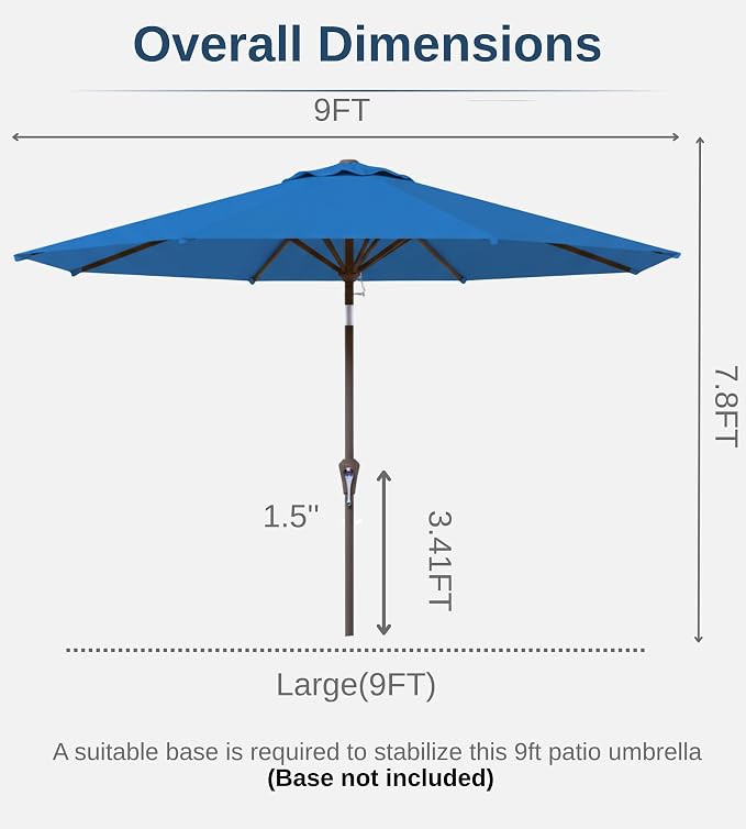 9FT Auto-Tilt Patio Umbrella|Outdoor Market Table Umbrella - Image 7