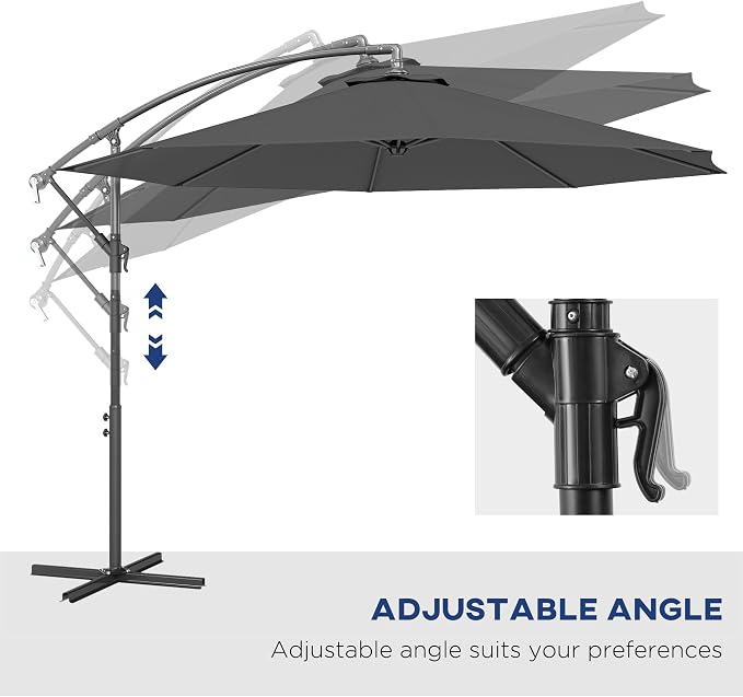 Outsunny 10' Cantilever Hanging Tilt Offset Patio Umbrella | UV & Water - Image 4