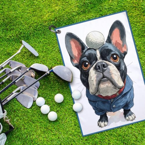 French Bulldog Golf Ball Balancing Print Golf Towel - Image 4