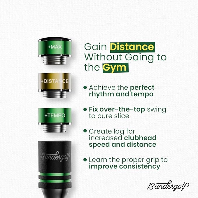 13UnderGolf TA25R Golf Swing Trainer Aid for Indoor Practice Speed and Impact Training, Improved Rhythm, Grip, Flexibility, Balance, Tempo and Strength