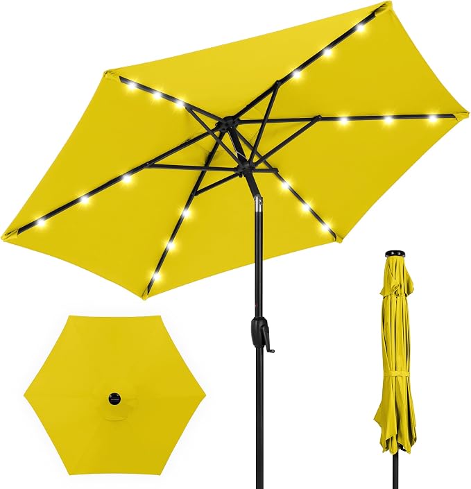 Best Choice Products 7.5ft Solar Umbrella LED Lighted Patio Umbrella, Table by Unknown