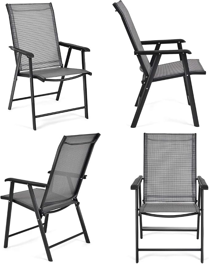 GIANTEX Set of 4 Folding Patio Chairs, Outdoor Portable Dining Chairs - Image 8