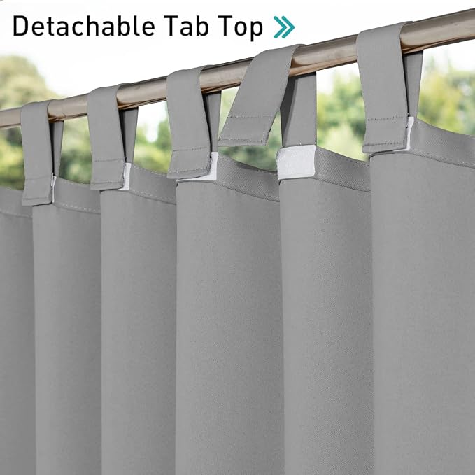 NICETOWN 2 Panels Patio Curtainss Outdoor Waterproof 84 Long, Detachable Sticky - Image 3