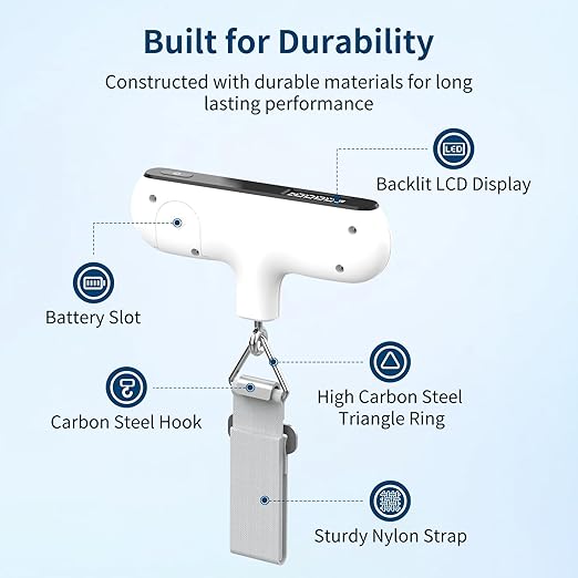 Ultrean Luggage Scale, 110lb Digital Suitcase Weight Scale for Travel, Portable Handheld Baggage Scale with Rubber Paint, Hook, Battery Included