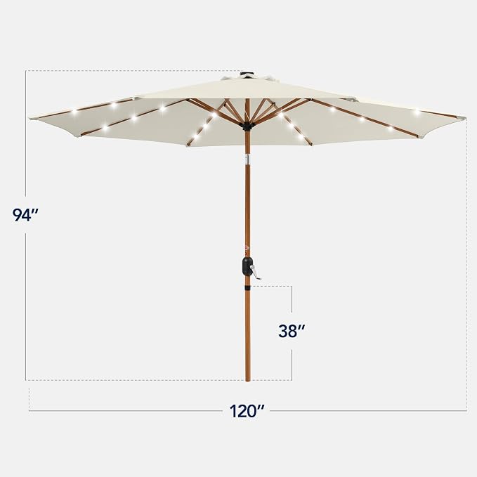 Best Choice Products 10ft Solar Market Patio Umbrella w/Woodgrain Pattern Pole - Image 2