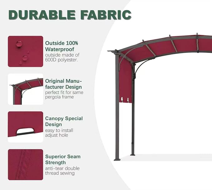 85" x 208" Universal Pergola Replacement Canopy Cover | Waterproof Shade Top - Image 3