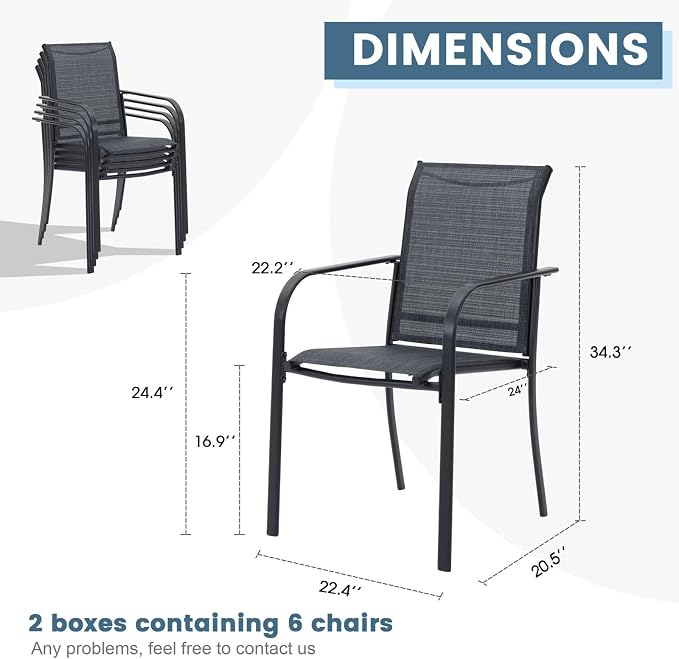 DIFY Patio Dining Chairs Set of 6, Stackable Outdoor Metal Chairs - Image 3