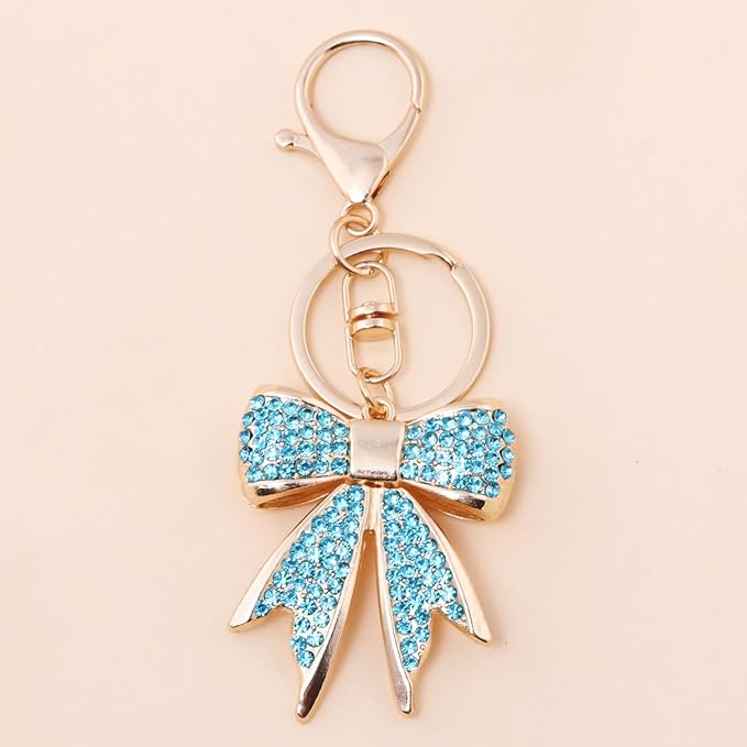 Sparkly Bow Bag Charm Keychain - Rhinestone Bow Key Chain for Women - Cute Purse Handbag Charms Accessories