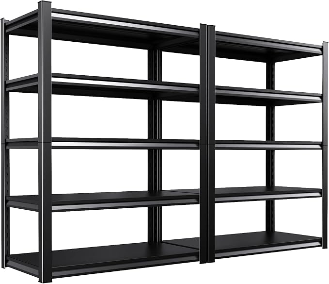 2 Pack Storage Shelves, Garage Shelving, Adjustable Garage Shelves, Heavy Duty by KORVENA
