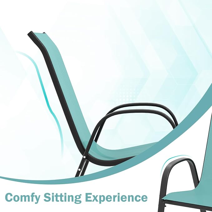 COSTWAY Patio Stackable Dining Chairs Set of 4 - Image 6