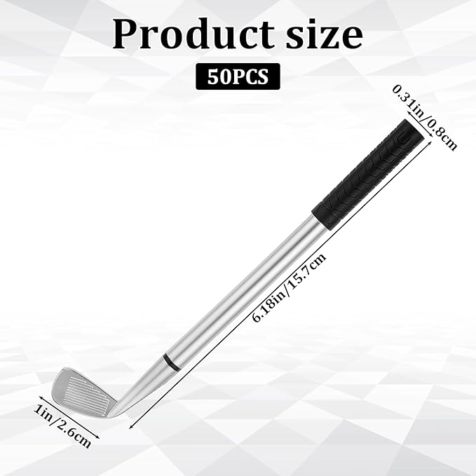 50PCS Golf Ballpoint Pen, Black Gel Ink Medium Point Pens (1.0mm) Mini Golfing Club Props Decorative Ergonomic Funny Sports for Office Coworkers Boss Dad Souvenirs