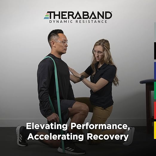 THERABAND High Resistance Band, Elastic Super Bands for Improving Flexibility, Injury Rehab, & Full Body Workouts, Heavy Duty Stretch Bands for Powerlifting, Heavy, Blue, 35 lbs. Resistance
