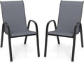 GIANTEX Patio Chairs Set of 2, Stackable Outdoor Dining Chairs by Giantex