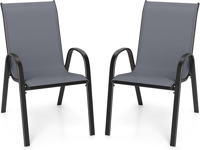 GIANTEX Patio Chairs Set of 2, Stackable Outdoor Dining Chairs by Giantex