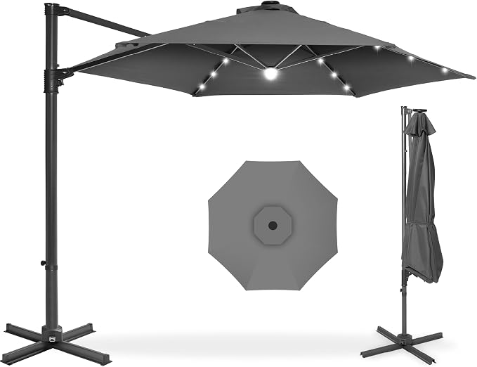 Best Choice Products 10ft Solar LED Offset Cantilever Hanging Market Patio by Unknown