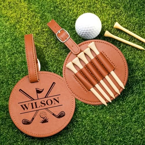 EDSG Personalized Leather Golf Tee Holder Bag Tag - Image 5