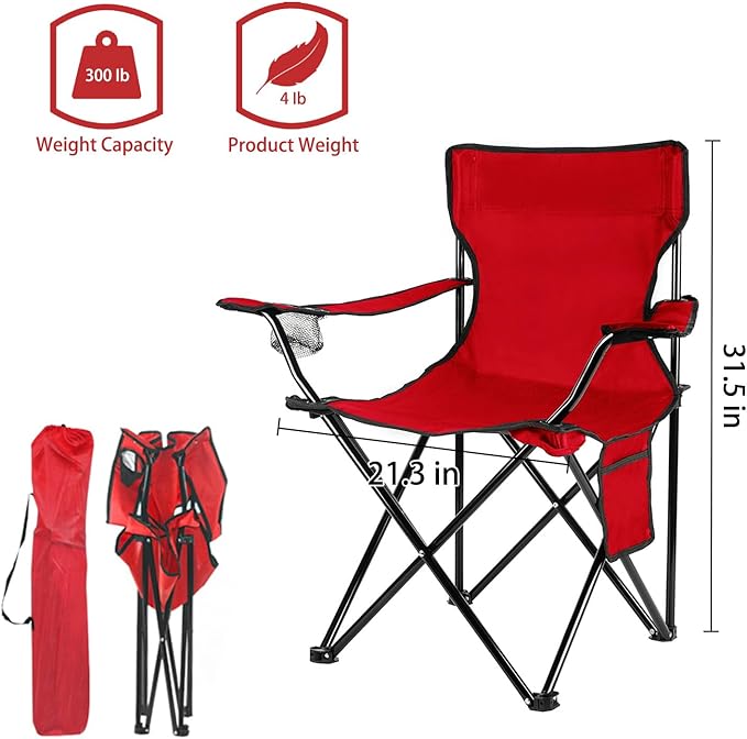 Damei century 4Pack Folding Camping Chairs, Portable - Image 3