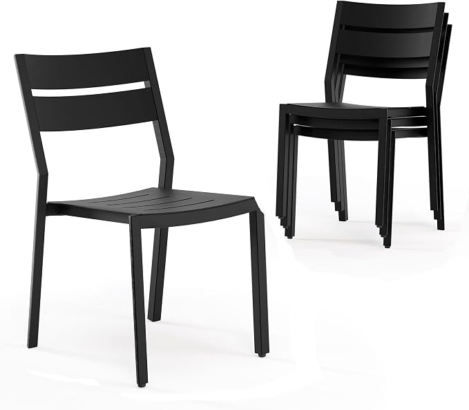 Pellebant Aluminum Stackable Outdoor Patio Dining Chairs Set of 4 | Outdoor by Pellebant