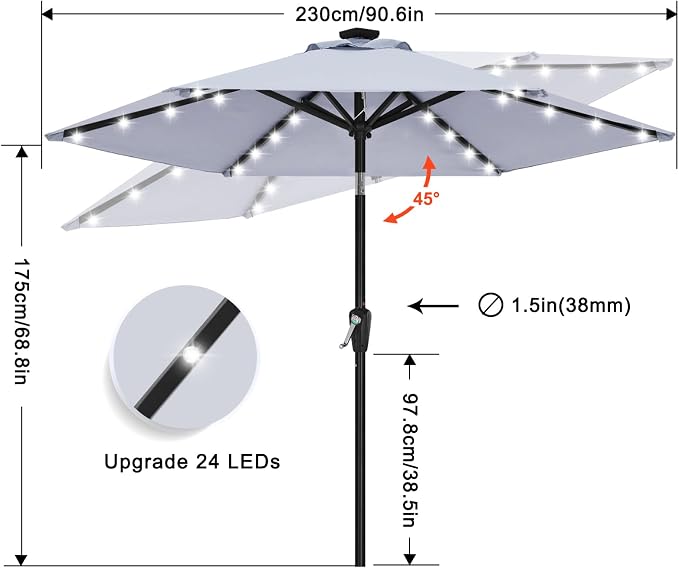 ABCCANOPY Solar Led Patio Umbrella - Image 3