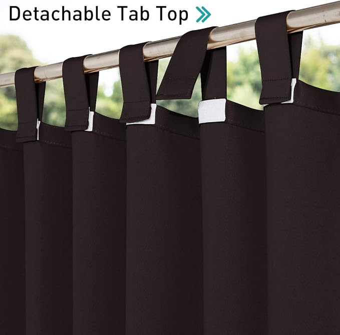 NICETOWN 2 Panels Weatherproof Patio Outdoor Curtains Weighted Blackout - Image 3