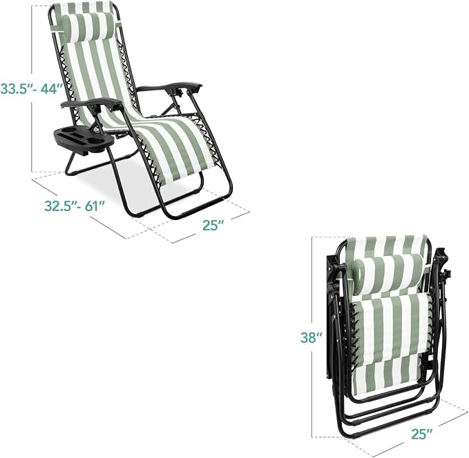 Best Choice Products Set of 2 Adjustable Steel Mesh Zero Gravity Lounge Chair - Image 3