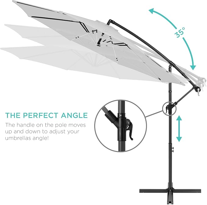 Best Choice Products 10ft Offset Cantilever Hanging Market Patio Umbrella - Image 4