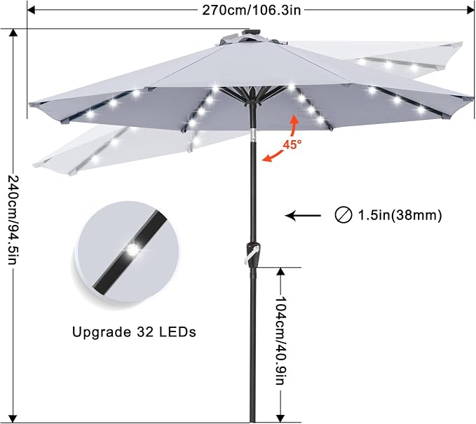 ABCCANOPY Solar Led Patio Umbrella - Image 4