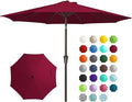 JEAREY 9FT Outdoor Patio Umbrella, Market Umbrella, Dark Red | Outdoor Table by JEAREYOutdoorsCollection