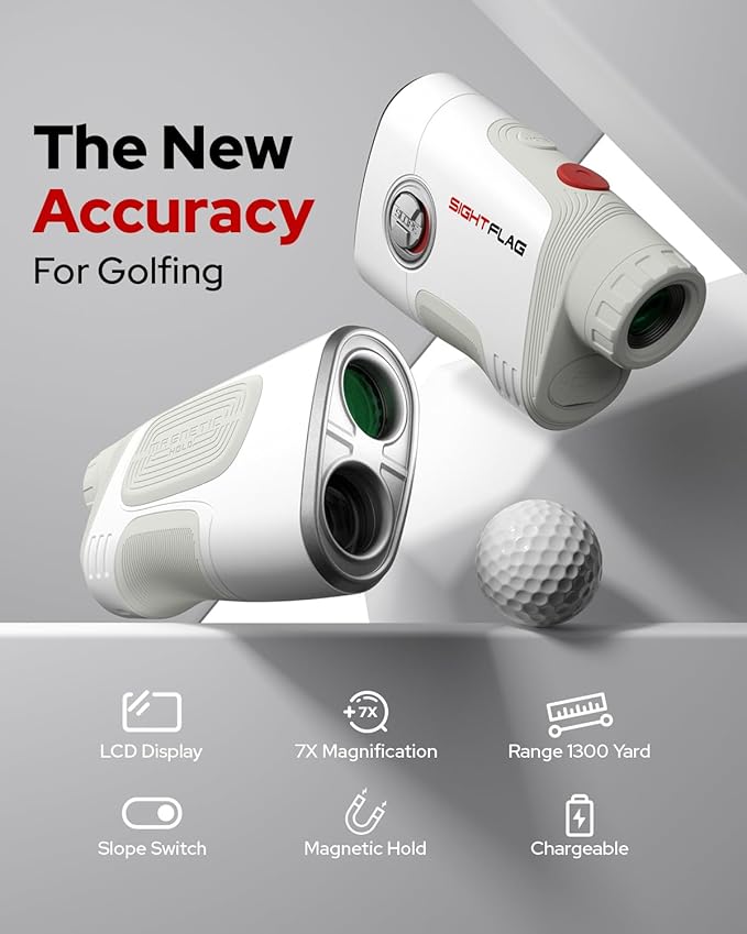 GF2-Golf Rangefinder with Slope and Pin Flagpole Lock Vibration, 1300 Yards Range Finder, External Slope Switch