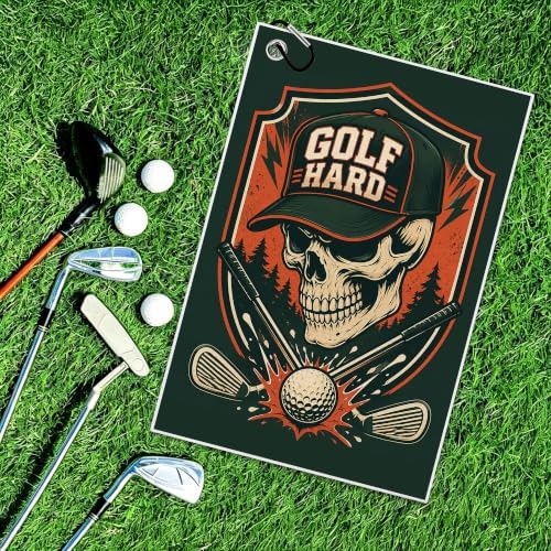 Red Skull Golf Towel with Bag Clip, Gift - Image 6