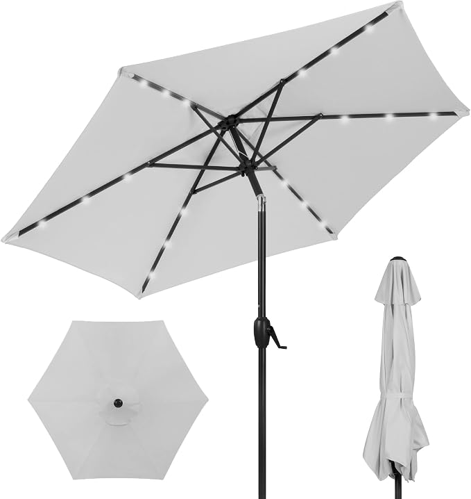 Best Choice Products 7.5ft Solar Umbrella LED Lighted Patio Umbrella, Table by Unknown