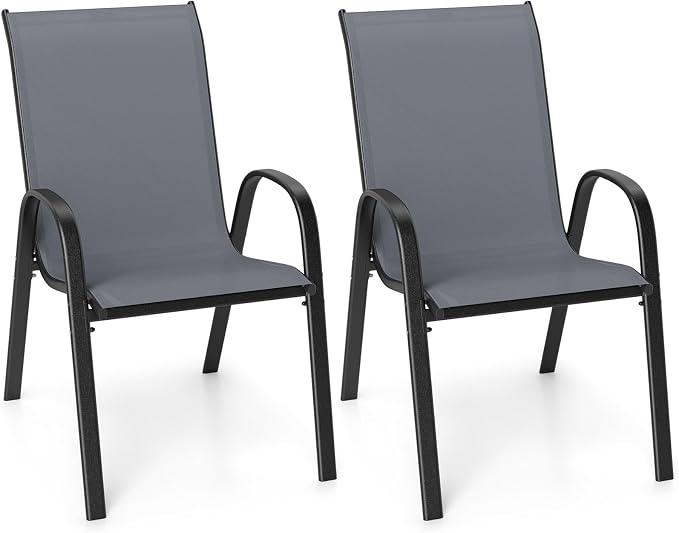 Tangkula Patio Dining Chairs Set of 2, Outdoor Stackable All Weather Heavy Duty by TANGKULA