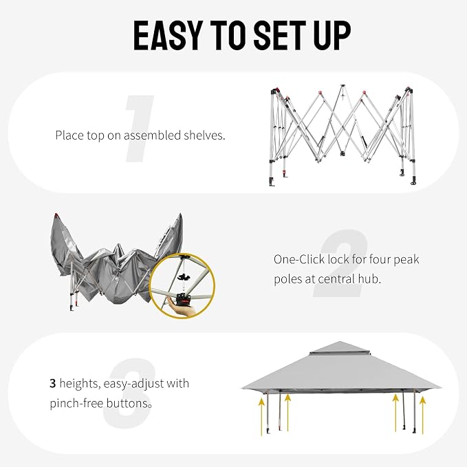 CROWN SHADES 11x11 Pop Up Gazebo, Outdoor Canopy Tent, One Push Instant Gazebo - Image 4