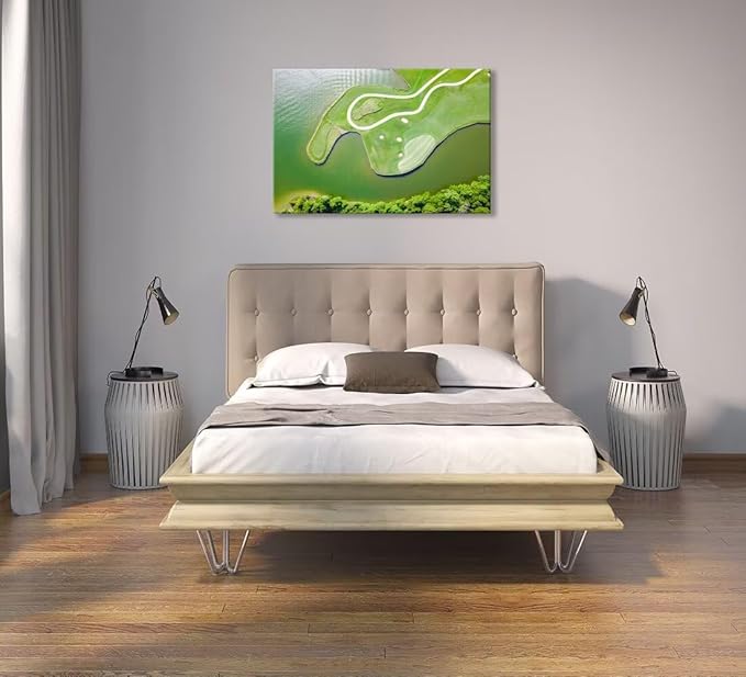 Colorado River Austin Texas USA Golf Course Wall Art for Living Room Bedroom Bathroom Home Decorations Golf Club Picture Wall Decor for Office Canvas Artwork Framed Ready to Hang(12''H x 16''W)