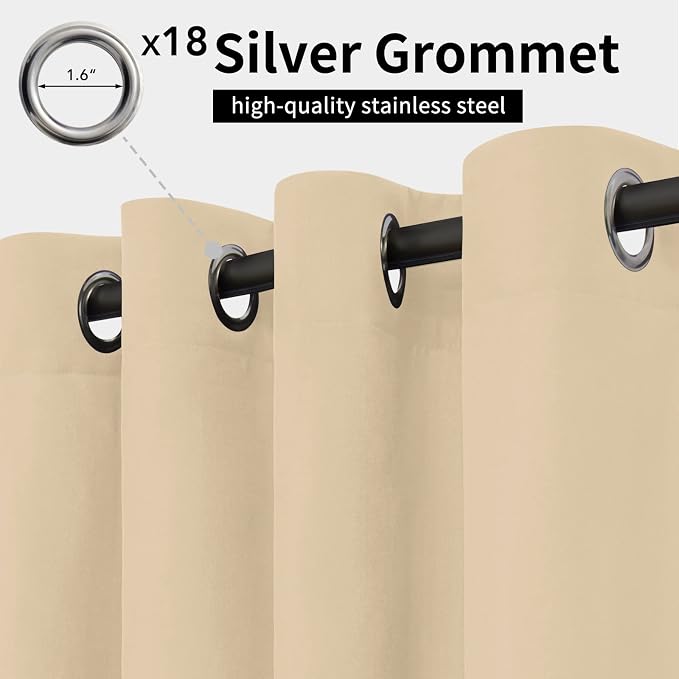 Easy-Going Outdoor Curtains for Patio 1 Panel, 150x84 inch, Weatherproof - Image 2