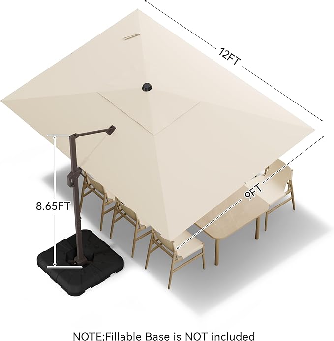 9x12 FT Cantilever Patio Umbrella - Image 3