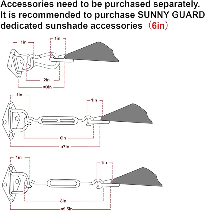 SUNNY GUARD Custom Size 6'x12' Brown Sun Shade Sail Rectangle UV Block Shade - Image 3