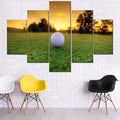 Wall Pictures for Living Room Golf Course Sunset Scenery Paintings White Golfball Artwork Gallery-Wrapped 5 Panel Prints Canvas Wall Art Modern Home Decor Framed Stretched Ready to Hang(60''Wx40''H)