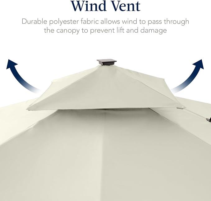 Best Choice Products 12x12ft LED Cantilever Patio Umbrella w/Base Included & - Image 7